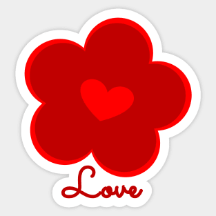 Red flower with love letters Sticker